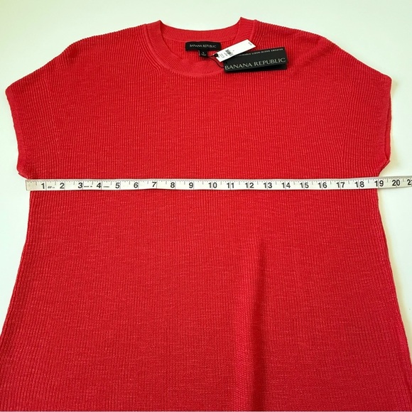 New Banana Republic Linen Blend Knit Top Women Size S Short Sleeve Cherry Red - Picture 8 of 9